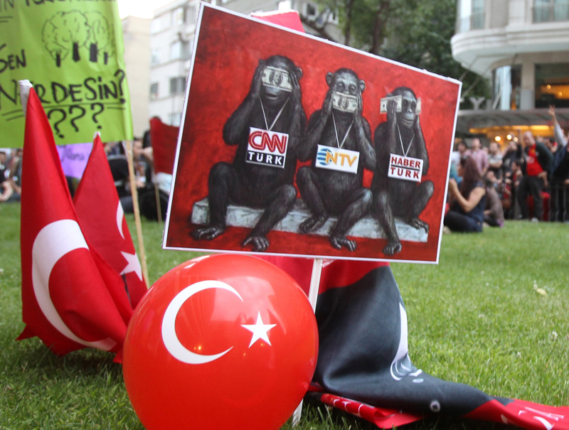 Broadcast media ignored last summer’s protests in Istanbul against the government of Prime Minister Recep Tayyip Erdogan, below.