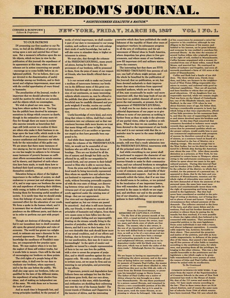 Freedom's Journal newspaper