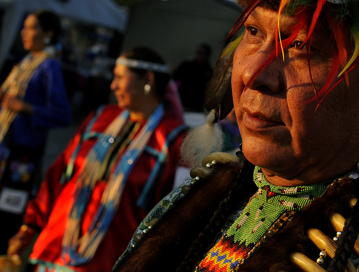 STROUD, OK - JULY 30: Henry Hunter, 51, waits for a tribal ceremony to begin as he was taking part in a Pow Wow at the Sac and Fox Nation annual event. The Sac and Fox Nation has expressed concerns over the route of the Keystone XL pipeline route. Some Native American Tribes in Oklahoma are in favor of the Keystone XL pipeline, while others are expressing concerns about the pipeline's impact on native lands. (Photo by Michael S. Williamson/The Washington Post