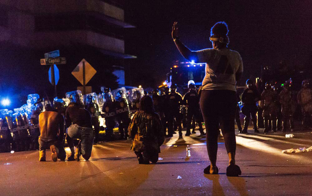 State Police in riot gear