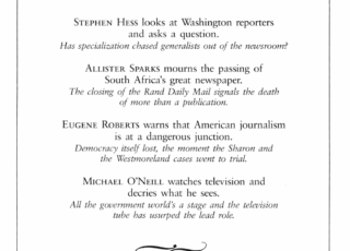 Summer 1985: A Washington Perspective: The Rise of the Professional Specialist