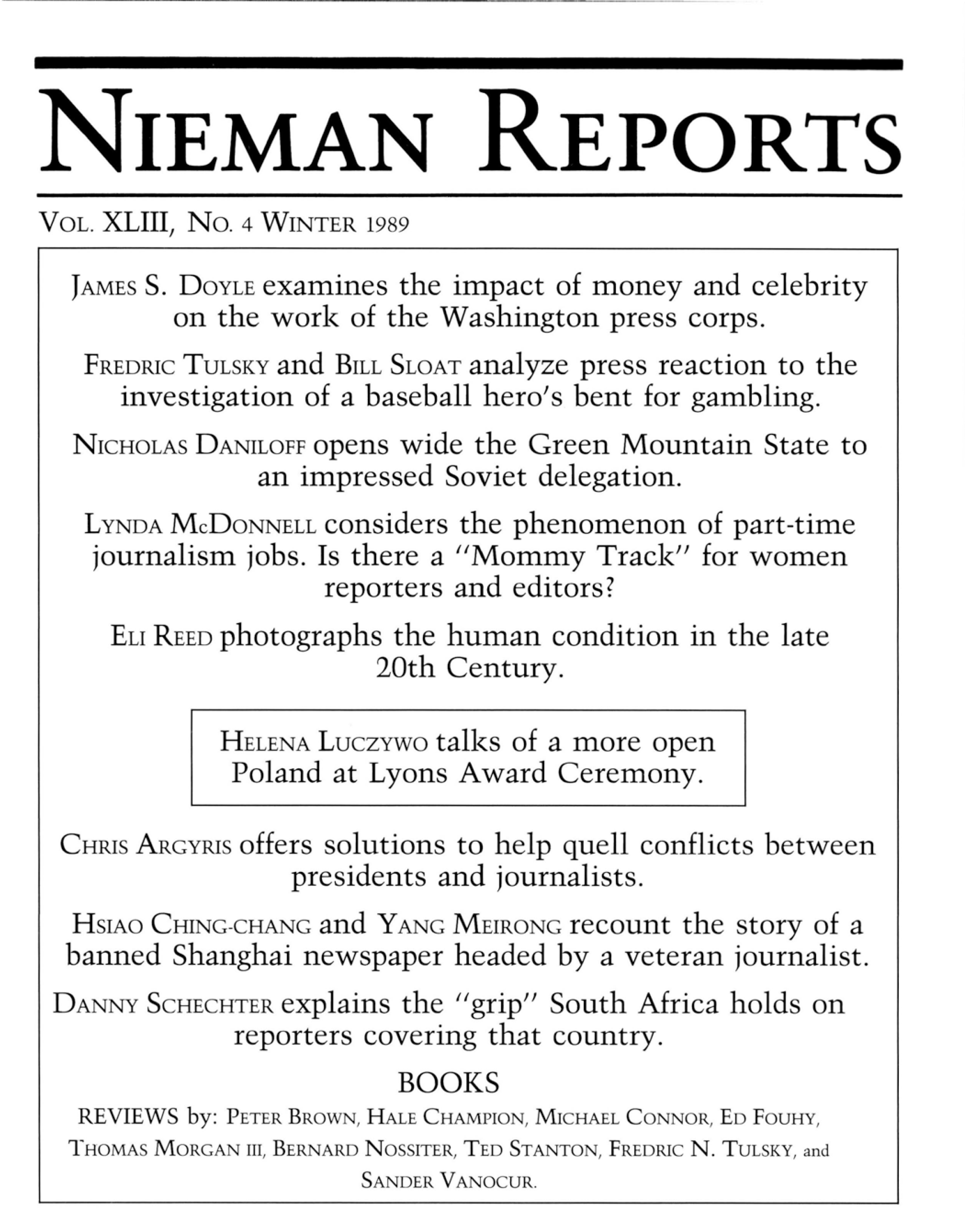 Image for Winter 1989: Has Money Corrupted Washington Journalism?