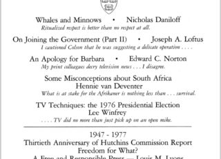Fall 1976: Whales and Minnows