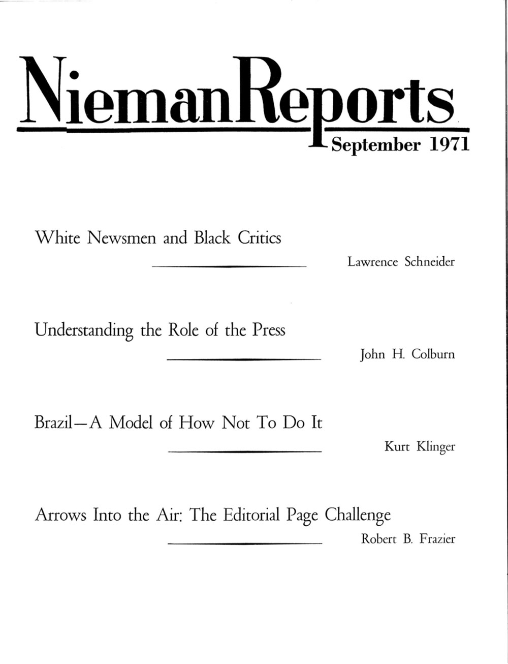 Image for Fall 1971: White Newsmen and Black Critics