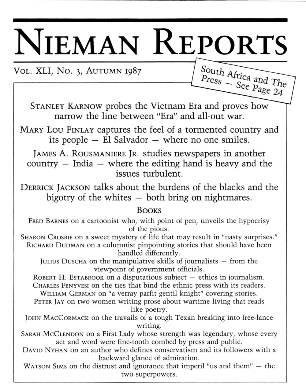 Image for Fall 1987: The 1987 Joe Alex Morris Jr., Memorial Lecture