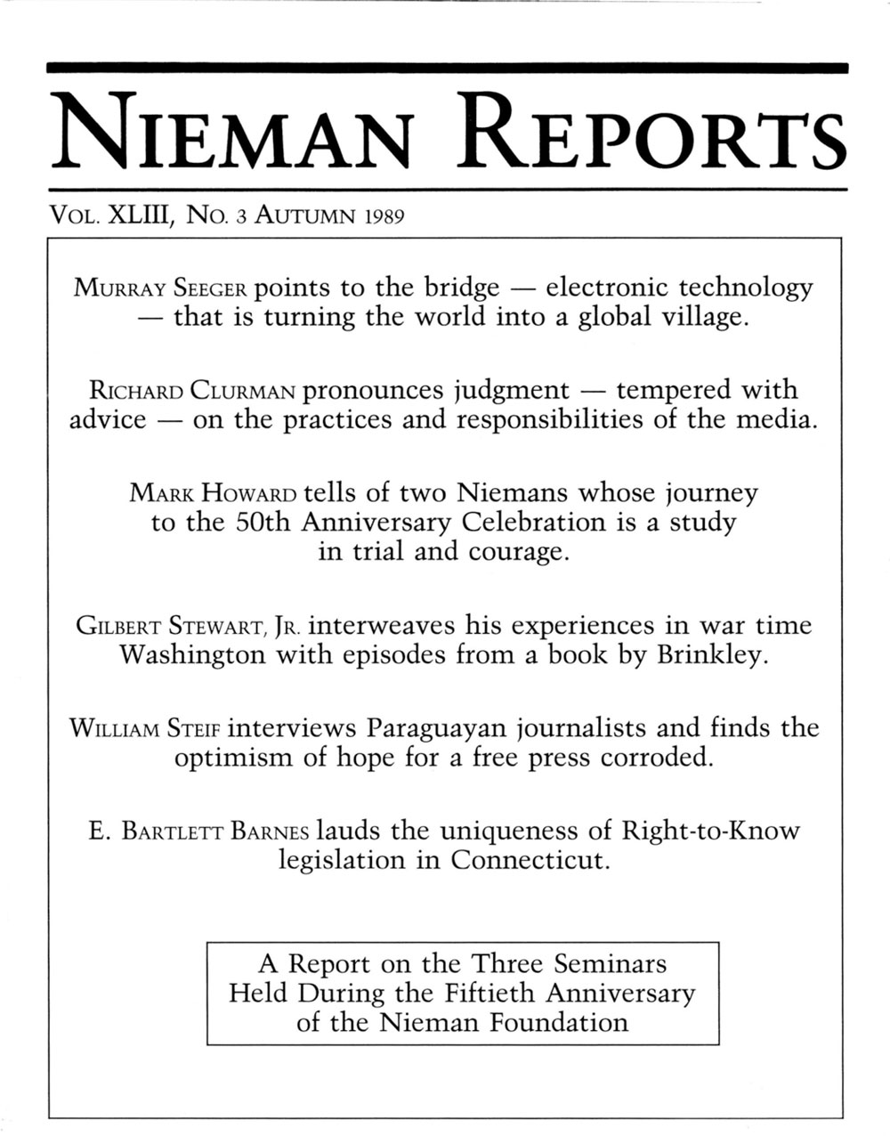 Image for Fall 1989: Fiftieth Anniversary Seminars