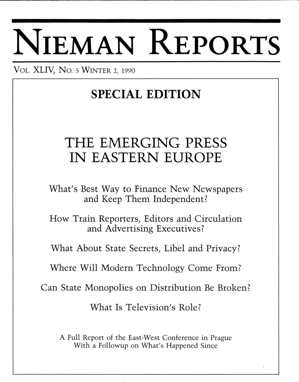 Image for Special Issue 1990: The Emerging Press In Eastern Europe