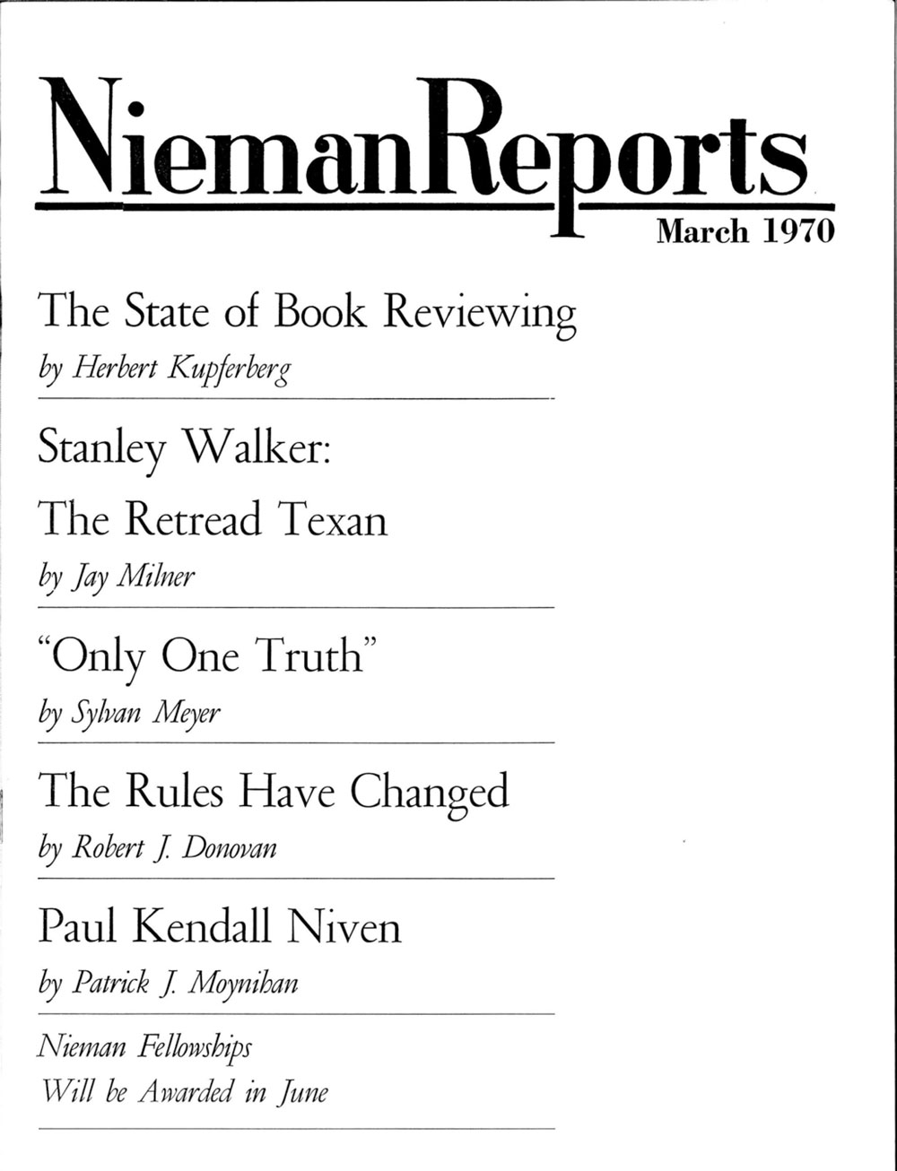 Image for Spring 1970: The State of Book Reviewing