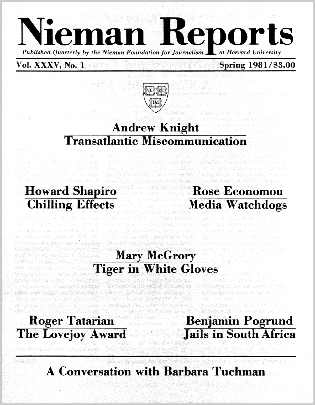 Image for Spring 1981: Transatlantic Miscommunication