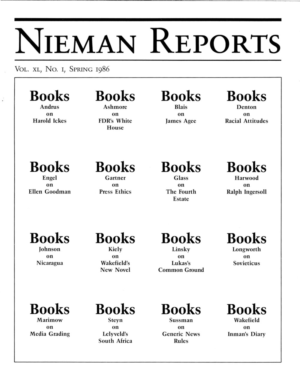 Image for Spring 1986: Books