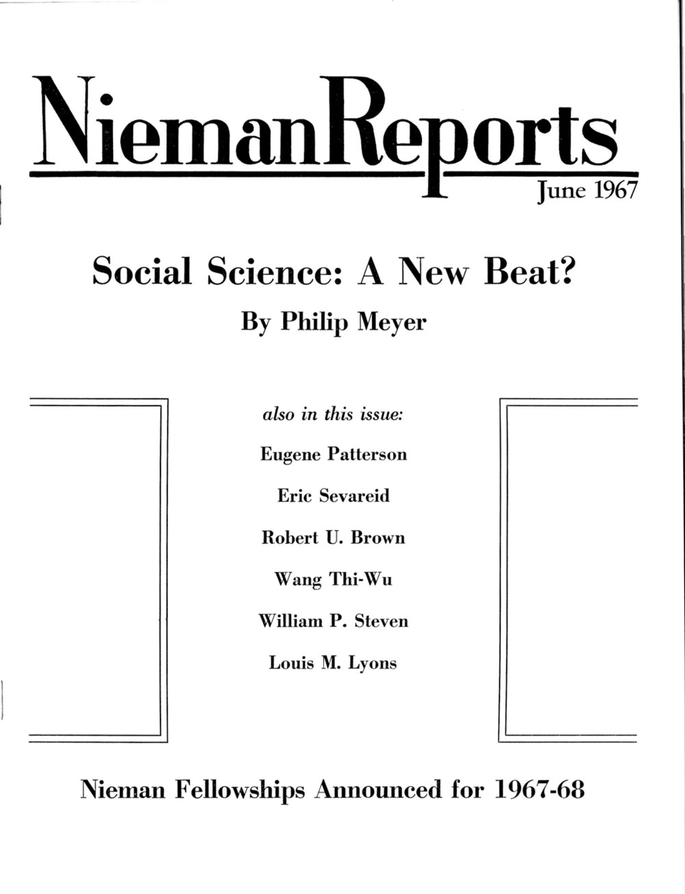 Image for Summer 1967: Social Science: A New Beat?