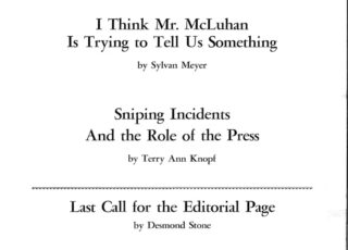 Summer 1969: I Think Mr. McLuhan Is Trying to Tell Us Something