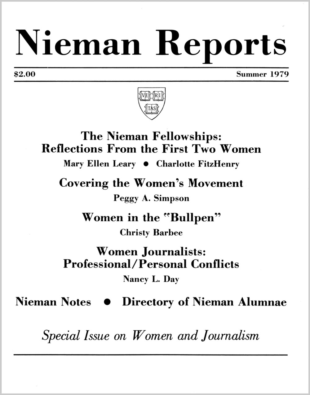 Image for Summer 1979: Special Issue on Women and Journalism