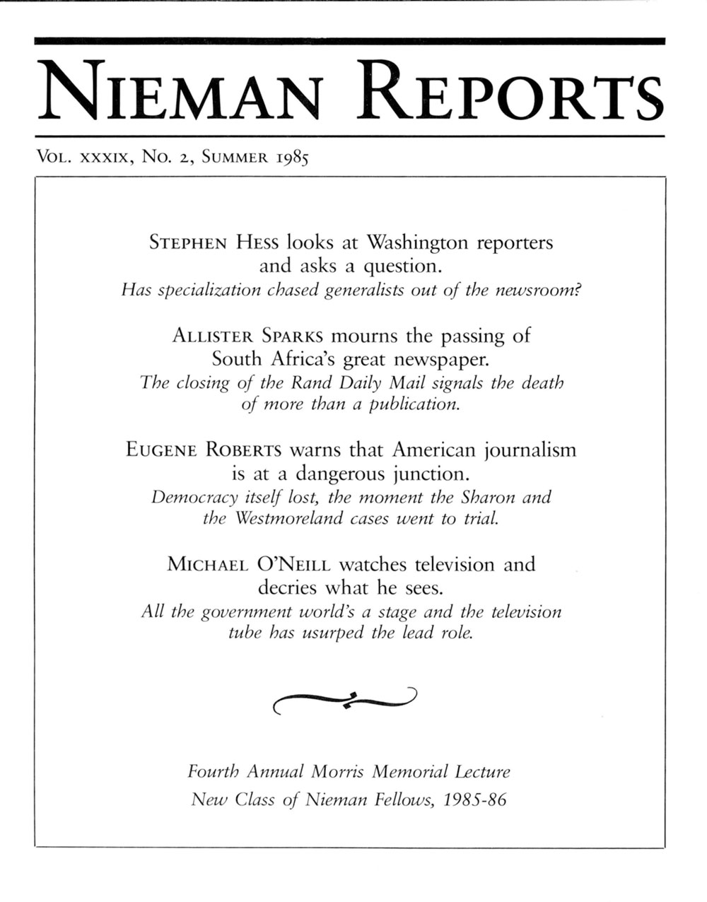Image for Summer 1985: A Washington Perspective: The Rise of the Professional Specialist