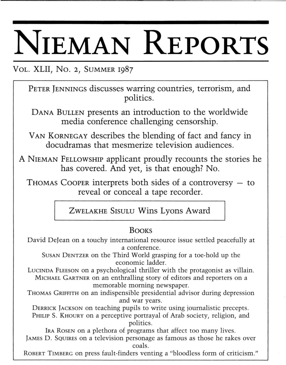 Image for Summer 1987: The 1986 Joe Alex Morris Jr. Memorial Lecture