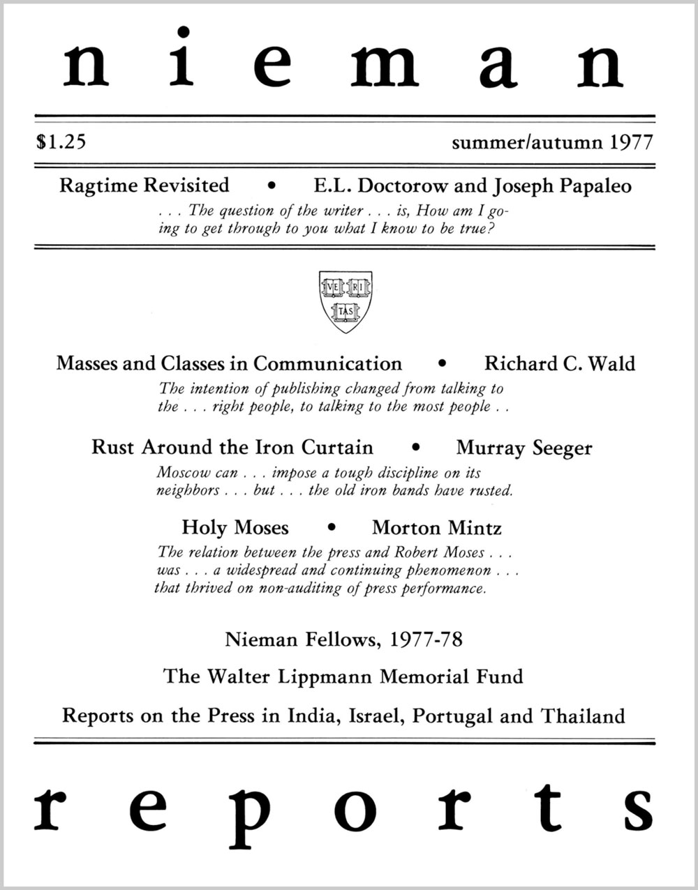 Image for Summer – Fall 1977: Masses and Classes in Communication