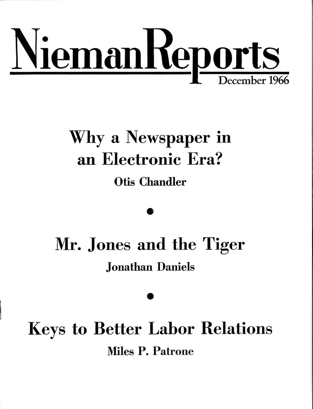 Image for Winter 1966: Why a Newspaper in an Electronic Era?