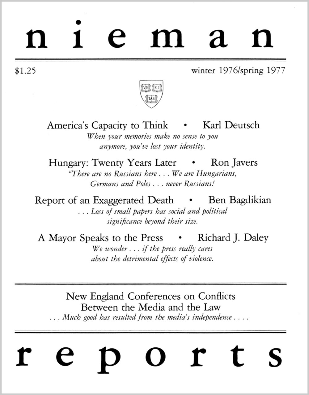 Image for Winter 1976 – Spring 1977: America’s Capacity to Think