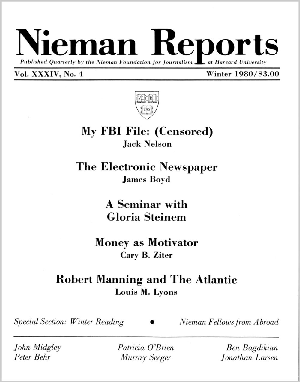 Image for Winter 1980: My FBI File: (Censored)