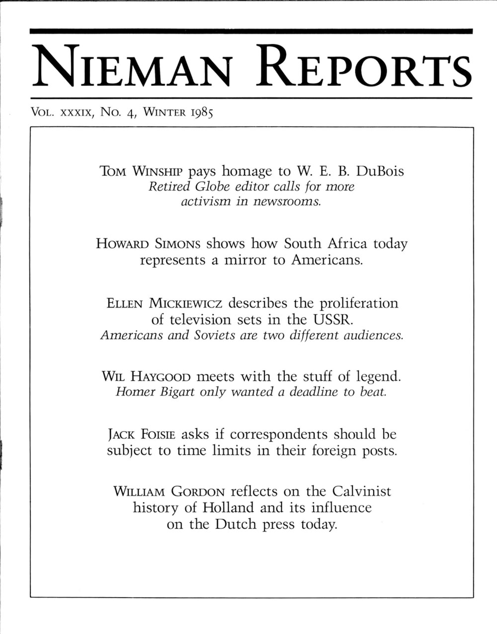 Image for Winter 1985: Disciplined Intelligence: An Effective Weapon for Social Justice