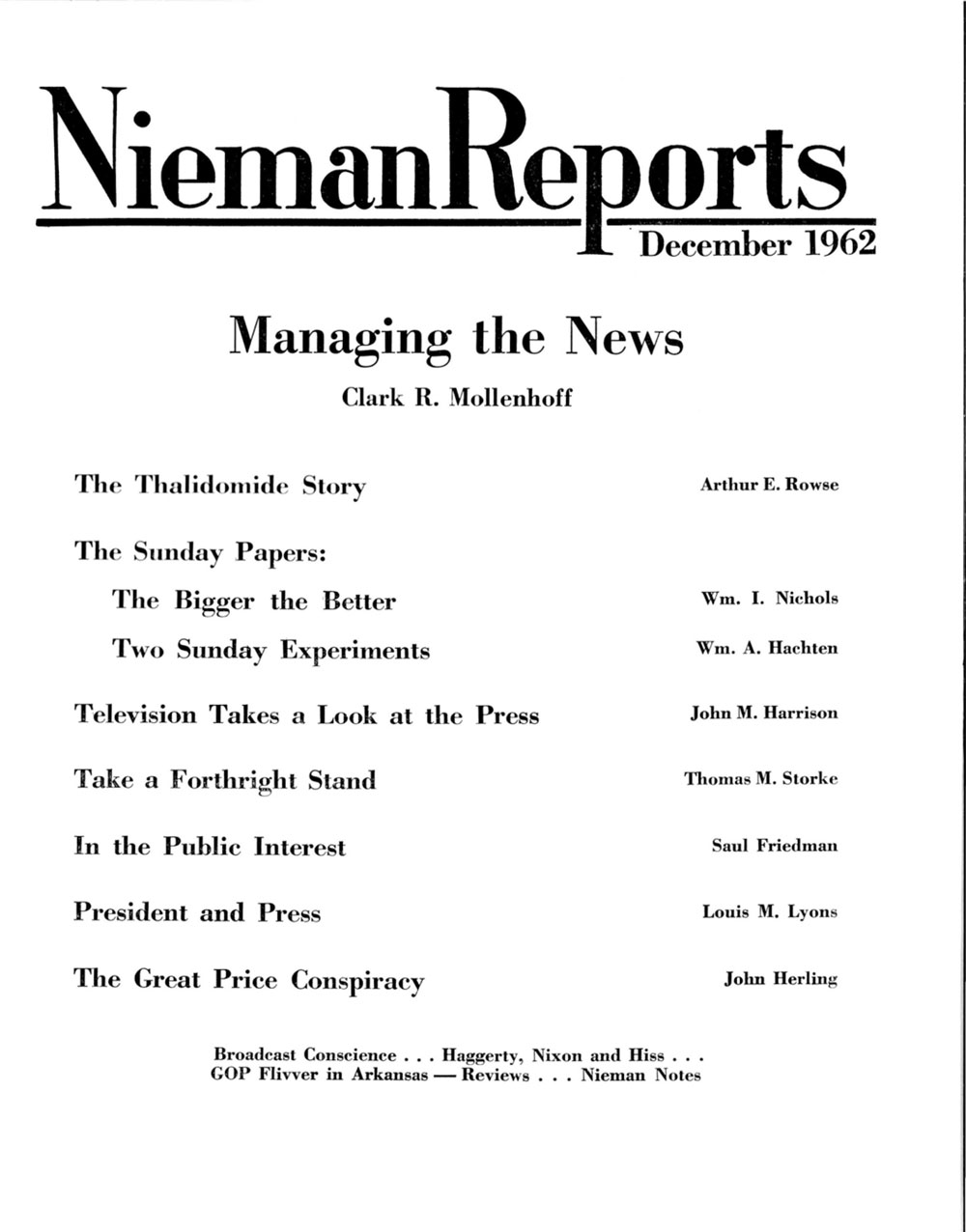 Image for Winter 1962: Managing the News