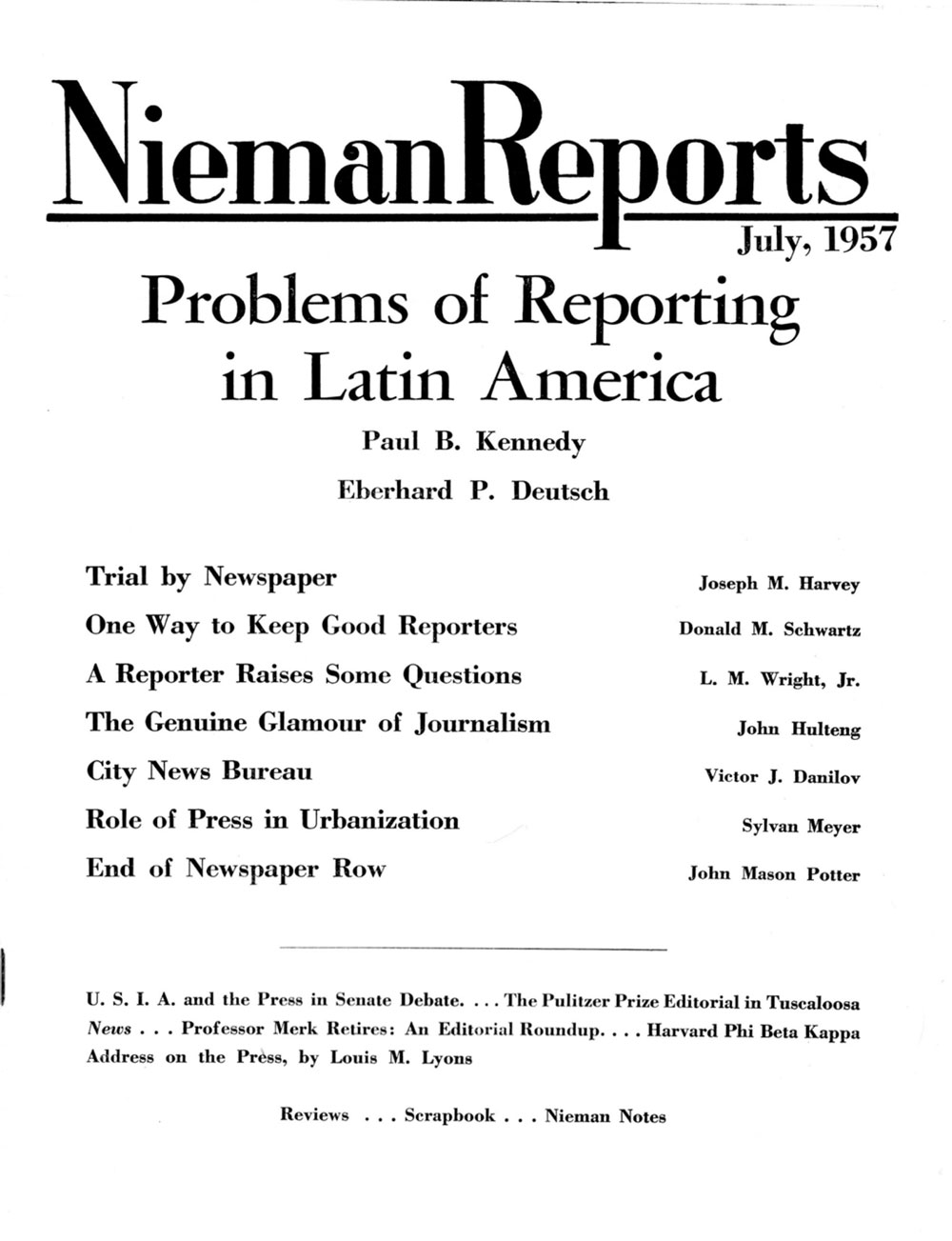 Image for Fall 1957: Problems of Reporting in Latin America