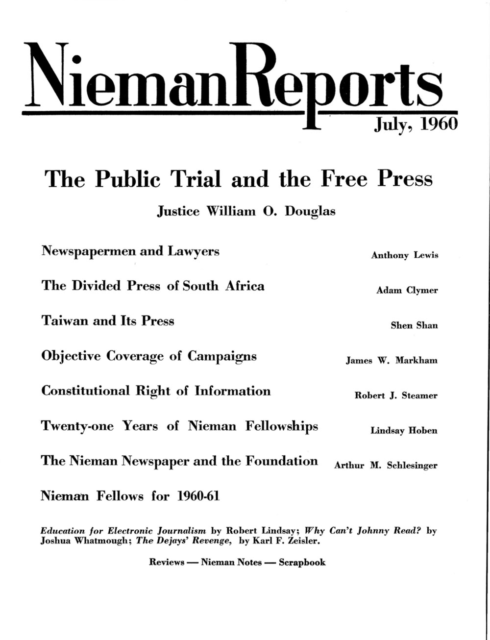 Image for Fall 1960: The Public Trial and the Free press