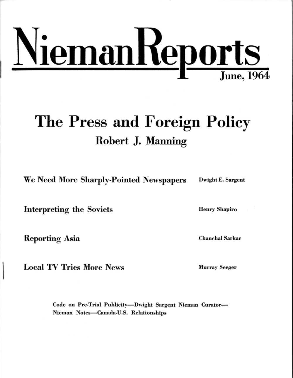 Image for Summer 1964: The Press and Foreign Policy