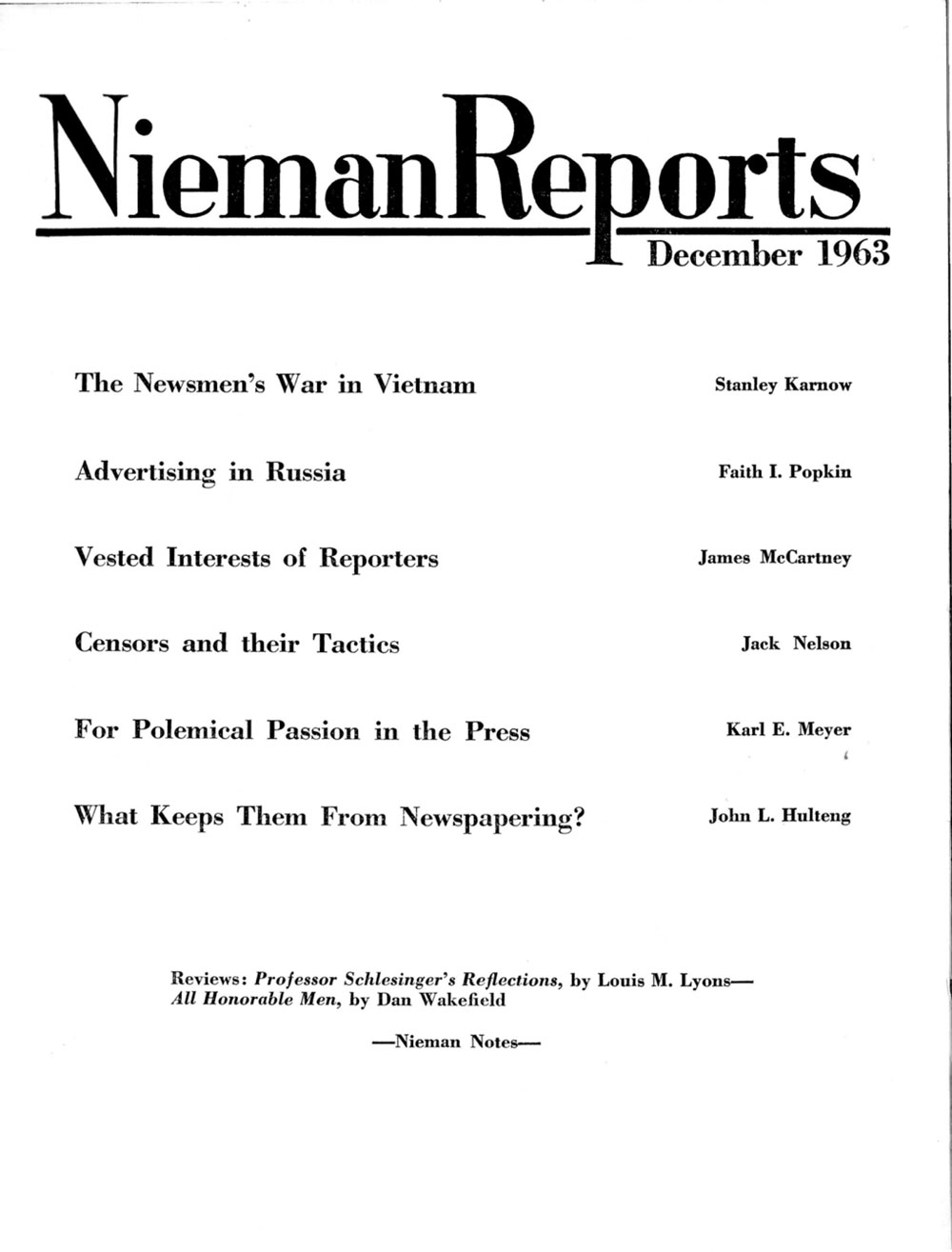 Image for Winter 1963: The Newsmen’s War in Vietnam