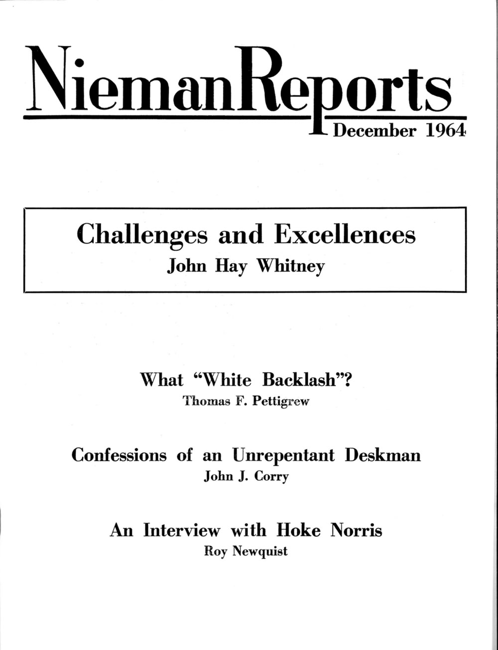 Image for Winter 1964: Challenges and Excellence