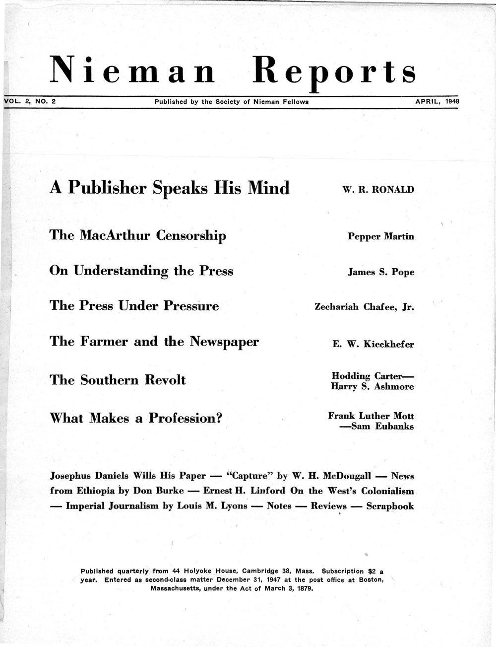 Image for Spring 1948: A Publisher Speaks His Mind