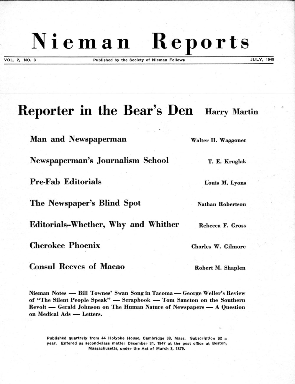 Image for Summer 1948: Reporter in the Bear’s Den