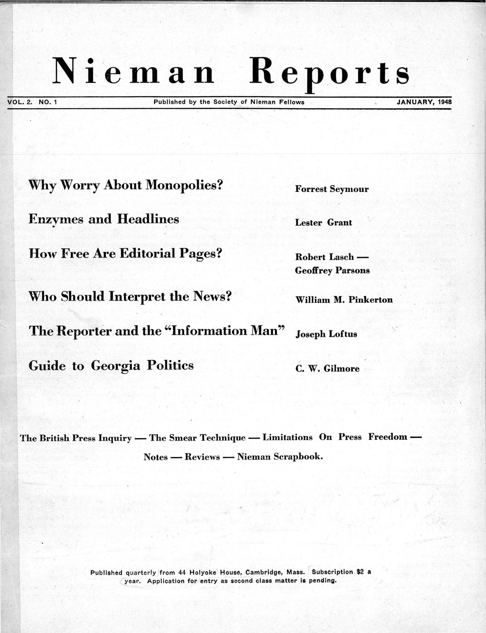 Image for Winter 1948: Why Worry About Monopolies?