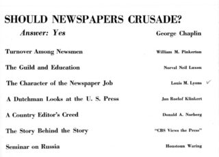 Fall 1949: Should Newspapers Crusade?