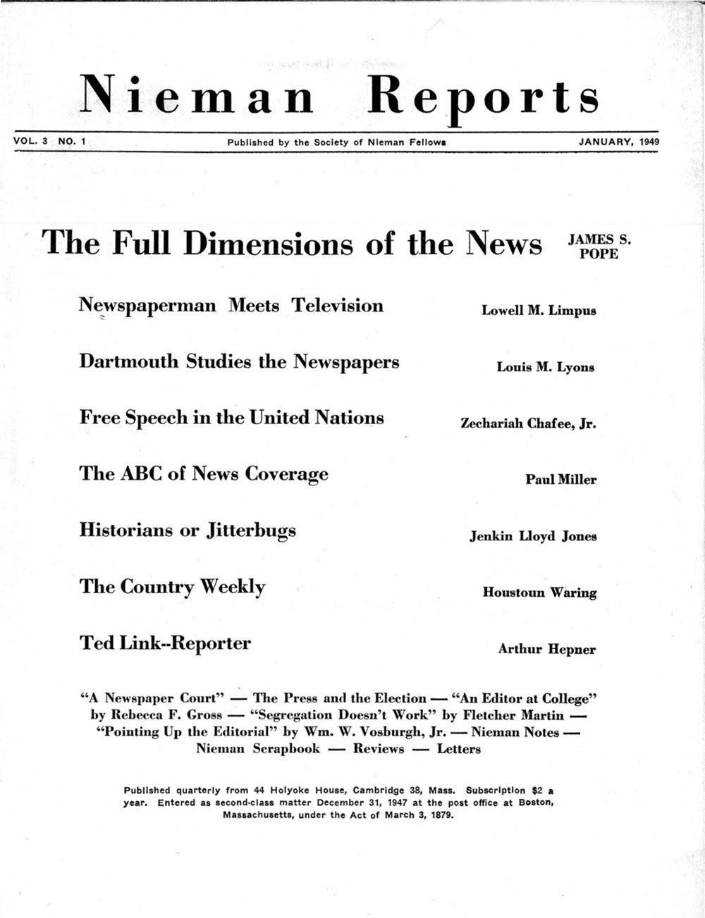 Image for Winter 1949: The Full Dimensions of the News