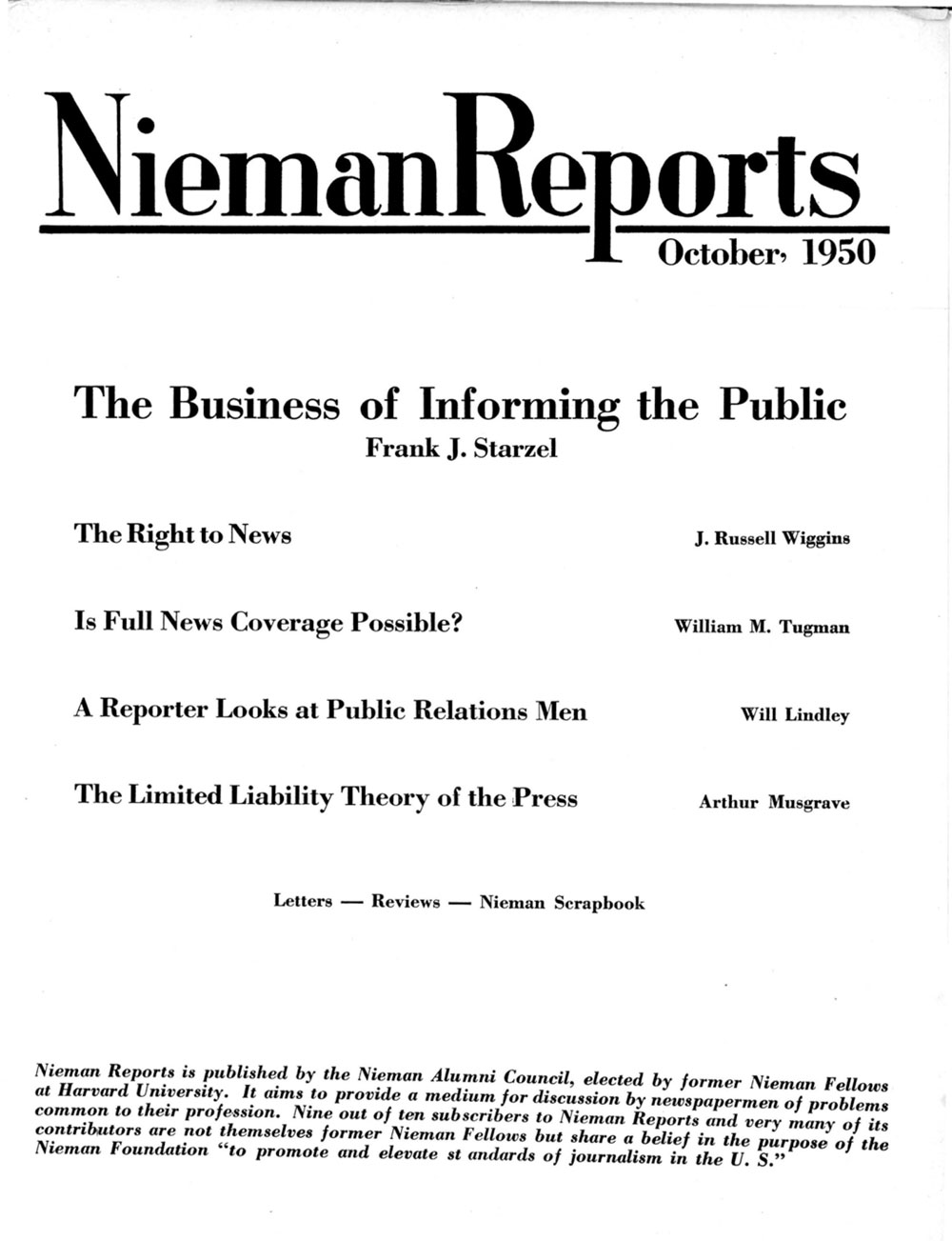 Image for Fall 1950: The Business of Informing the Public