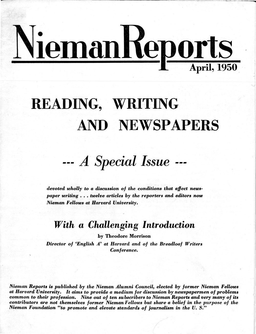 Image for Spring 1950: Reading, Writing and Newspapers
