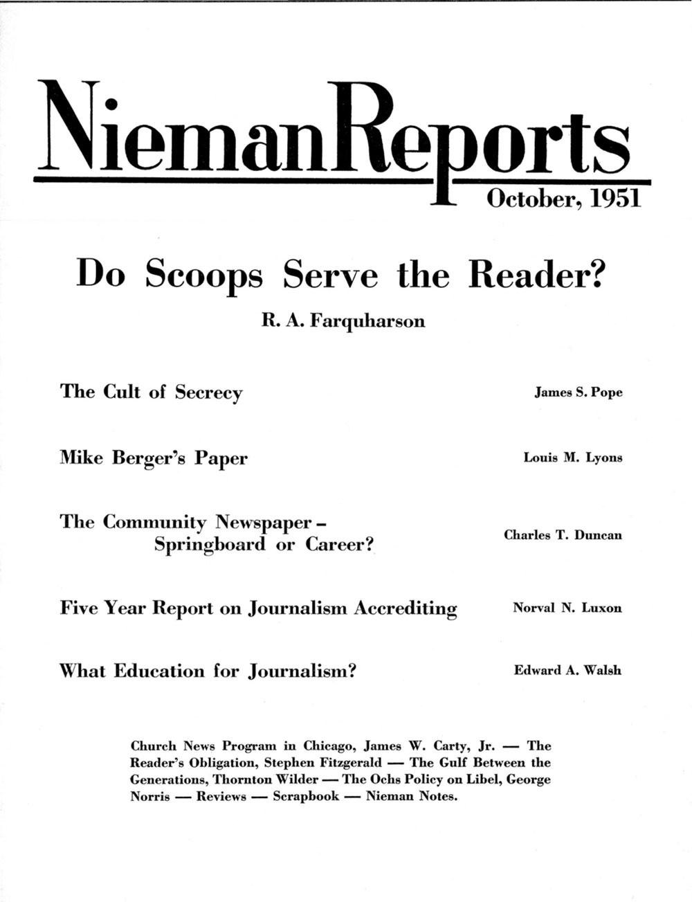 Image for Fall 1951: Do Scoops Serve the Reader?