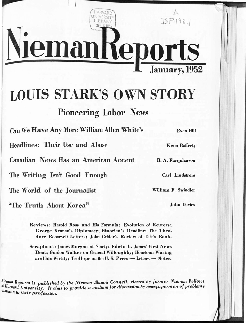 Image for Winter 1952: Louis Stark’s Own Story