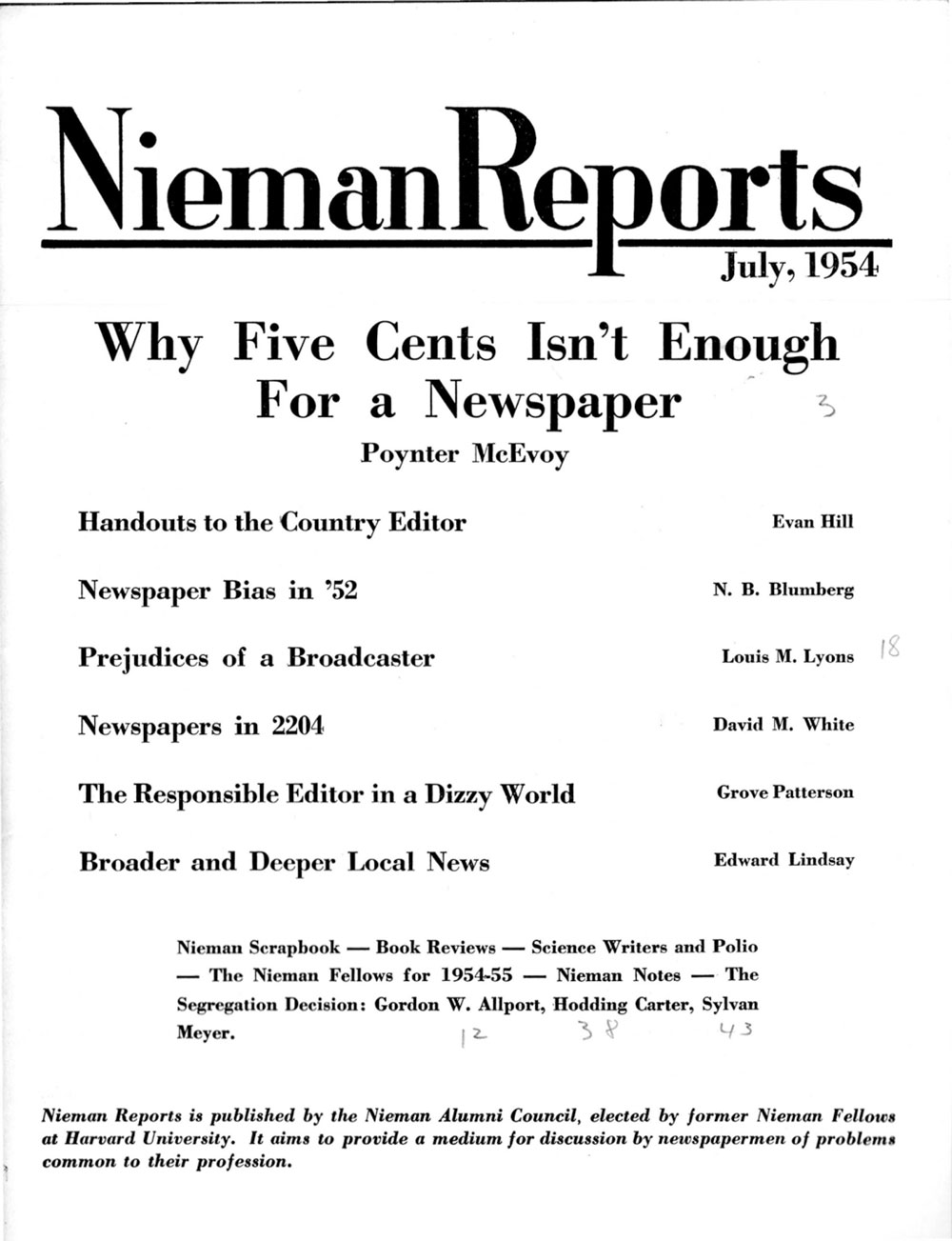 Image for Summer 1954: Why Five Cents Isn’t Enough for a Newspaper