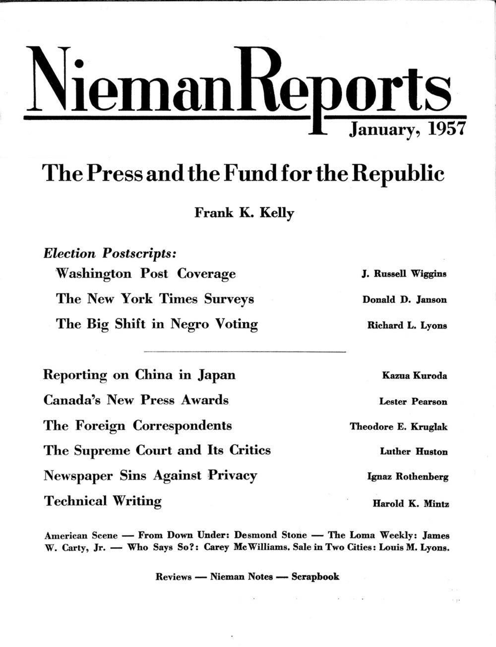 Image for Winter 1957: The Press and the Fund for the Republic