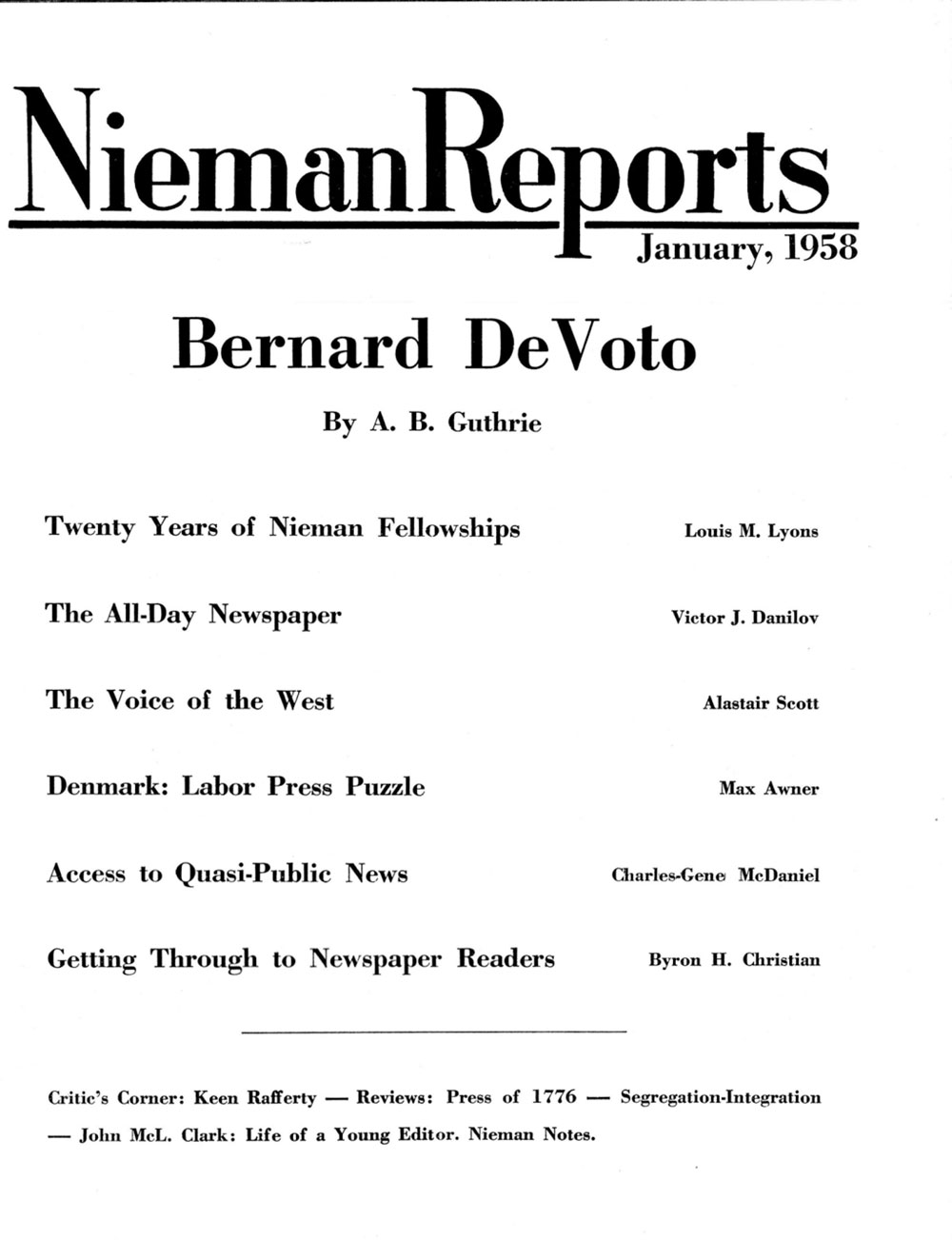 Image for Winter 1958: Bernard Devoto