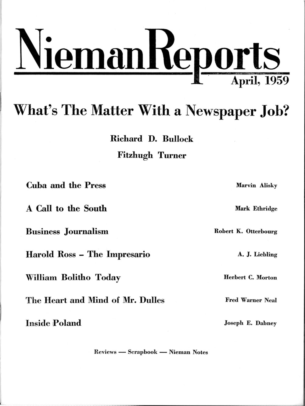 Image for Spring 1959: What’s The Matter with a Newspaper Job?
