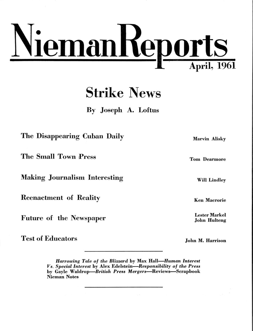 Image for Spring 1961: Strike News