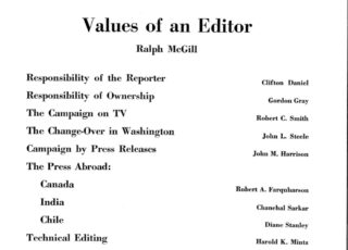 Spring 1961: Values of an Editor