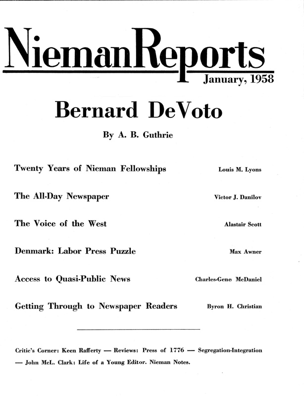 Cover for Spring 1958