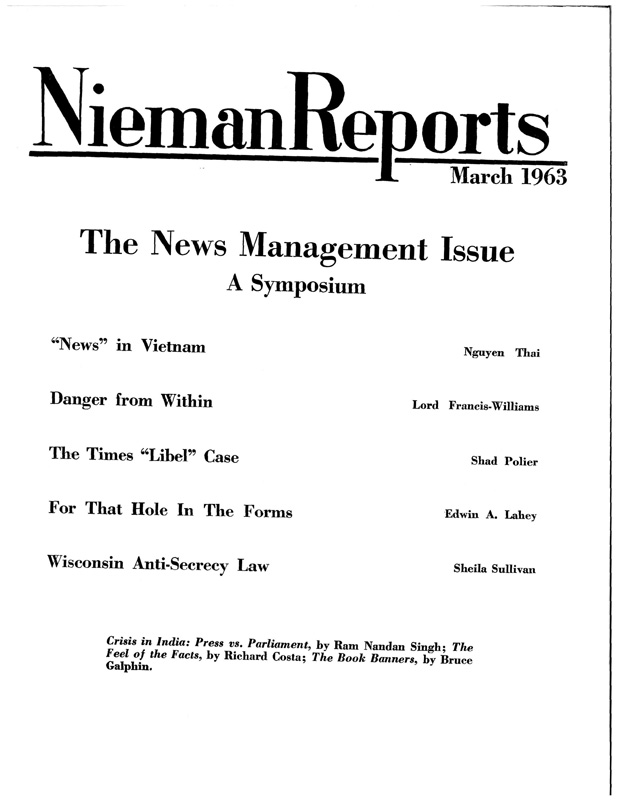 Cover for Spring 1963