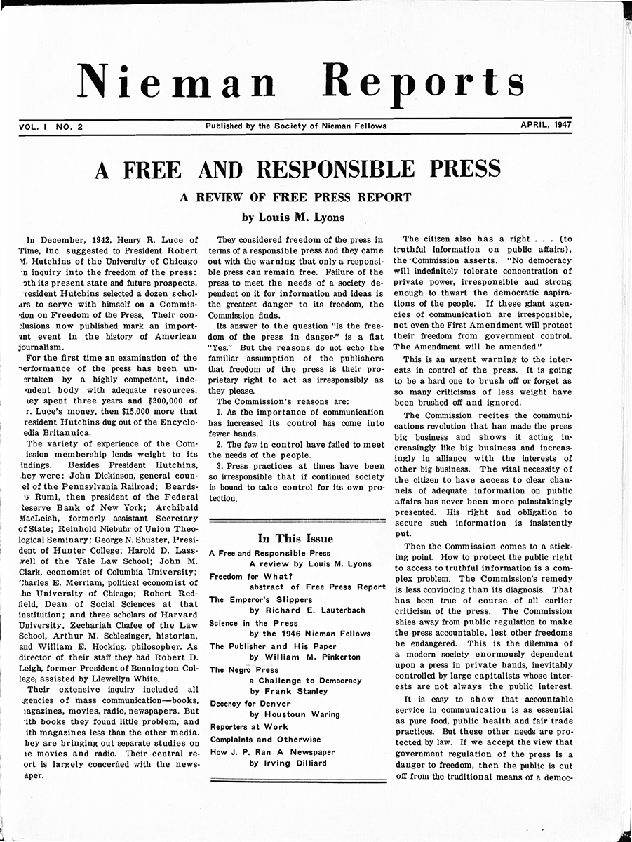 A Free and Responsible Press