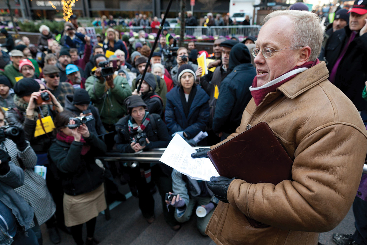 Chris Hedges, NF ’99, joined Occupy Wall Street protesters in Manhattan in 2011