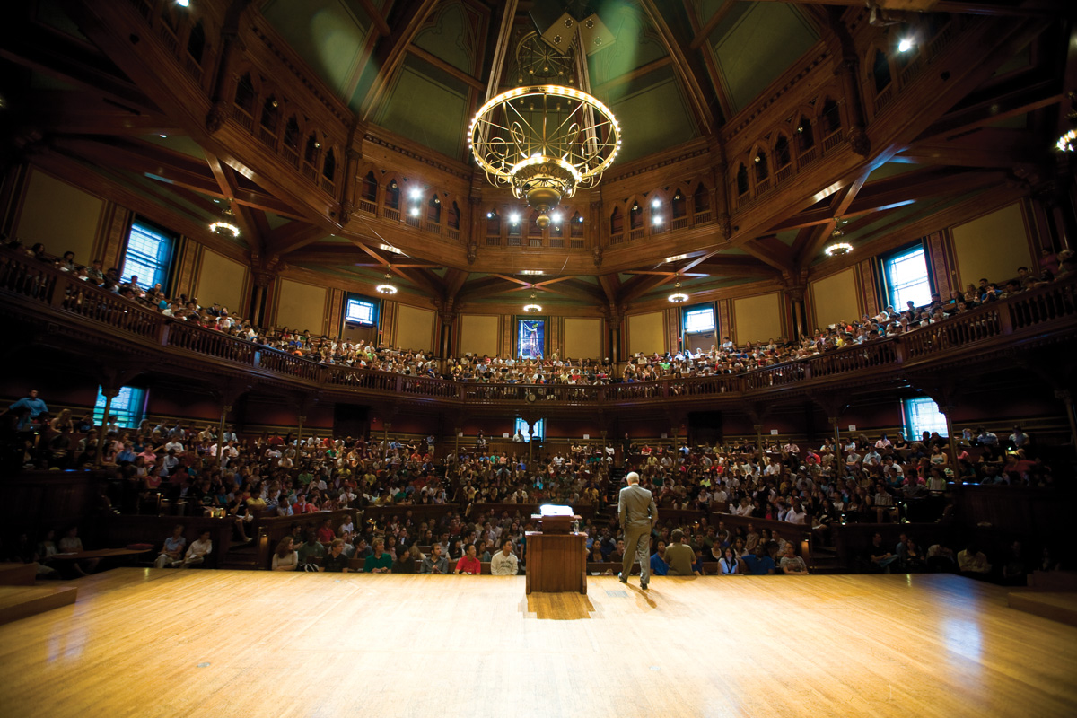 Harvard professor Michael Sandel teaching Justice in Sanders Theatre